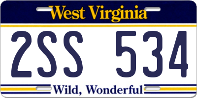 WV license plate 2SS534