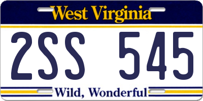 WV license plate 2SS545