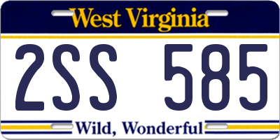 WV license plate 2SS585