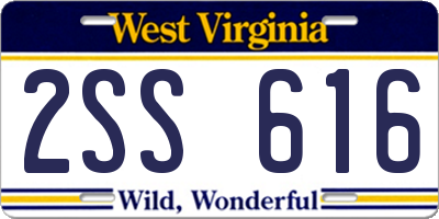 WV license plate 2SS616