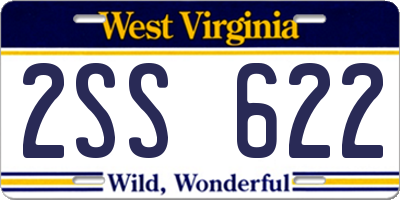 WV license plate 2SS622