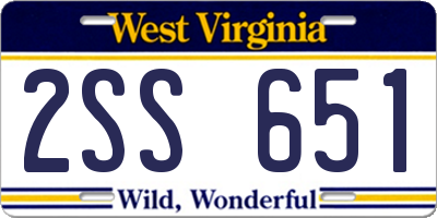 WV license plate 2SS651