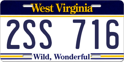 WV license plate 2SS716