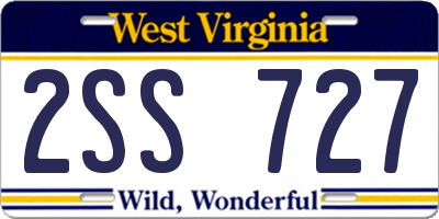WV license plate 2SS727