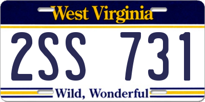 WV license plate 2SS731