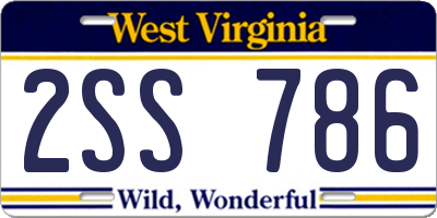 WV license plate 2SS786