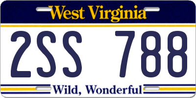 WV license plate 2SS788