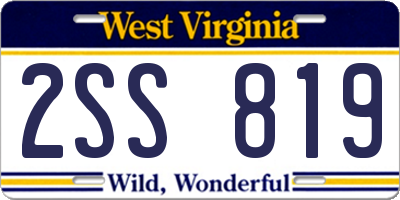 WV license plate 2SS819