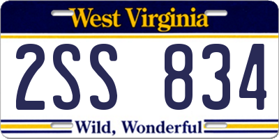 WV license plate 2SS834