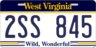 WV license plate 2SS845