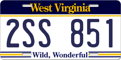 WV license plate 2SS851