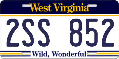 WV license plate 2SS852