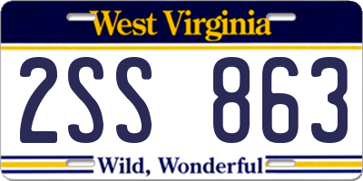 WV license plate 2SS863