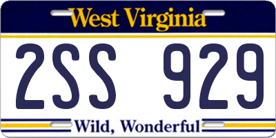WV license plate 2SS929