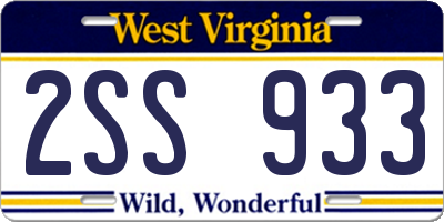 WV license plate 2SS933