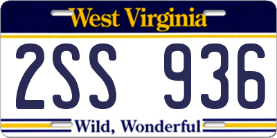 WV license plate 2SS936