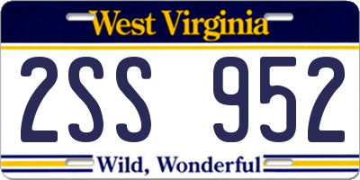 WV license plate 2SS952