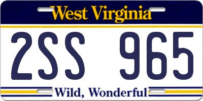 WV license plate 2SS965