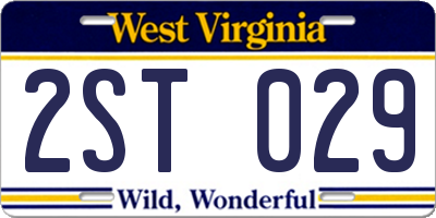 WV license plate 2ST029