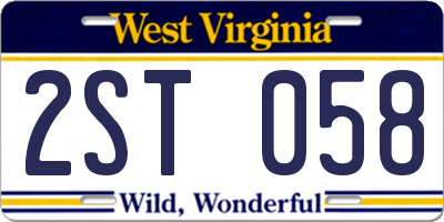 WV license plate 2ST058