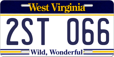 WV license plate 2ST066