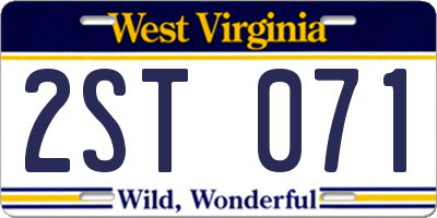 WV license plate 2ST071