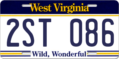 WV license plate 2ST086