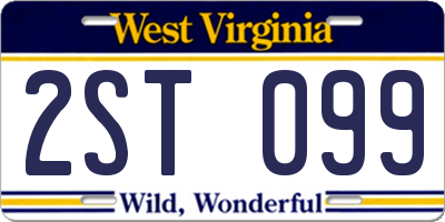 WV license plate 2ST099