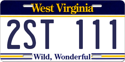 WV license plate 2ST111