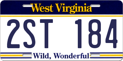 WV license plate 2ST184
