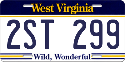 WV license plate 2ST299