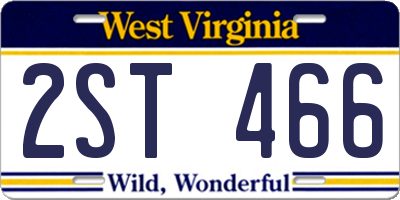 WV license plate 2ST466
