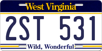 WV license plate 2ST531