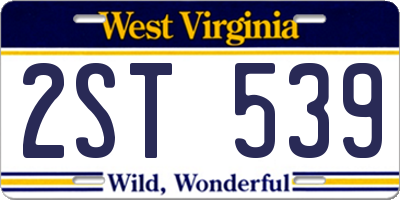 WV license plate 2ST539