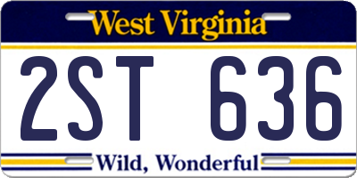 WV license plate 2ST636