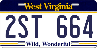 WV license plate 2ST664
