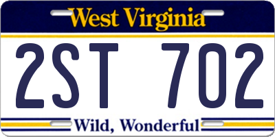 WV license plate 2ST702