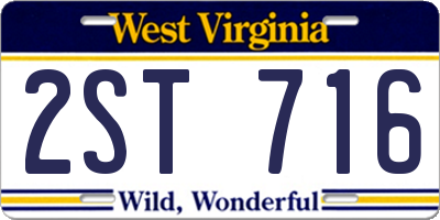 WV license plate 2ST716