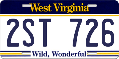 WV license plate 2ST726