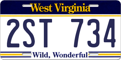 WV license plate 2ST734