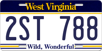 WV license plate 2ST788