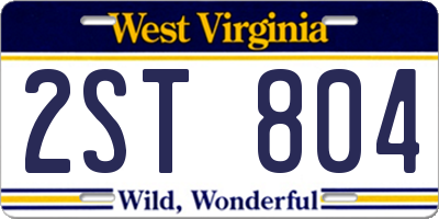WV license plate 2ST804