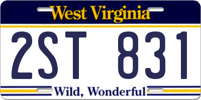 WV license plate 2ST831