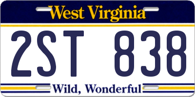 WV license plate 2ST838