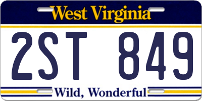 WV license plate 2ST849