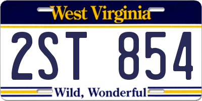 WV license plate 2ST854