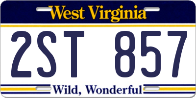 WV license plate 2ST857