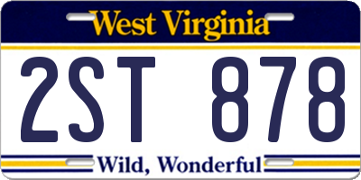 WV license plate 2ST878