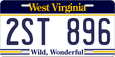 WV license plate 2ST896