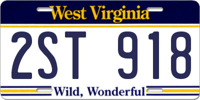 WV license plate 2ST918